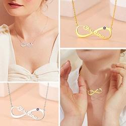 Custom4U Personalized Infinity Necklace with 1-4 Names - Custom 18K Gold Plated 925 Sterling Silver/Stainless Steel Birthstone Necklace Eternal Infinity Symbol Jewelry for Women Girls