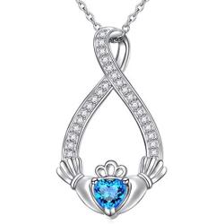DAOSHANG 925 Sterling Silver High Polish Infinity Good Luck Irish Claddagh Pendant Necklace for Women