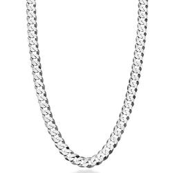 Miabella Solid 925 Sterling Silver Italian 7mm Diamond Cut Cuban Link Curb Chain Necklace for Men Women, 16, 18, 20, 22, 24, 26, 30 Inch