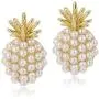 ANDPAI Unique Handmade Classic Imitation Pearl Pineapple Stud Earrings Pearl Fruit Dangle Drop Earrings for Women Lovely Female Fashion Statement Earrings Jewelry