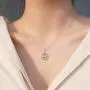 YFN Sterling Silver Celtic Knot Necklace Rose Flower Pendant Good Luck Irish Jewelry for Women Gifts (Rose Gold)