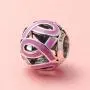 Pink Ribbon Charm Breast Cancer Awareness Charm Beads Sterling Silver European-Style Bead Charm