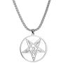 HAQUIL Satanic Necklace - Stainless Steel, Inverted Pentagram Sigil of Baphomet Pendant - Box Chain, 19.7''