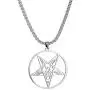HAQUIL Satanic Necklace - Stainless Steel, Inverted Pentagram Sigil of Baphomet Pendant - Box Chain, 19.7'' HAQUIL Satanic Necklace - Stainless Steel, Inverted Pentagram Sigil of Baphomet Pendant - Box Chain, 19.7''