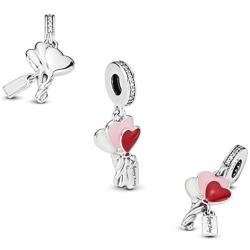 MiniJewelry Women Birthday Love Heart Balloon Charm for Bracelets fits Pandora Charms Bracelets Gift for Her Daughter Christmas Sterling Silver Charm