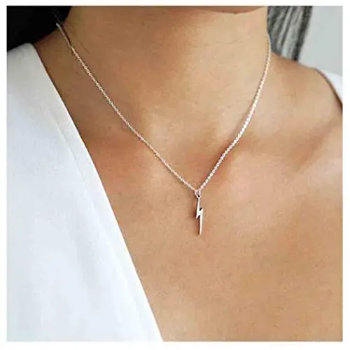 Olbye Thunder Necklace Lightning Bolt Necklace Minimalist Choker for Women and Girls Jewelry Gifts Lightning Charm (Silver) Olbye Thunder Necklace Lightning Bolt Necklace Minimalist Choker for Women and Girls Jewelry Gifts Lightning Charm (Silver)