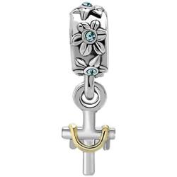 ReisJewelry Cross Charm Dangle Flower Charms Spacer Beads for Bracelets