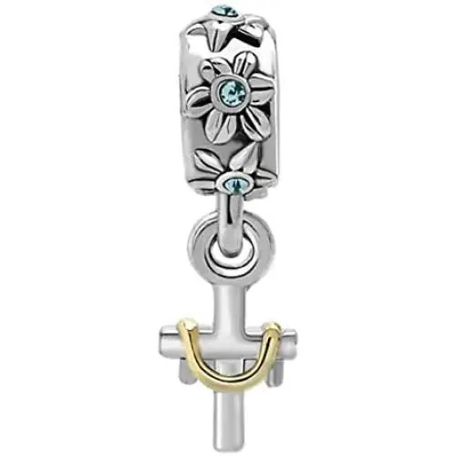 ReisJewelry Cross Charm Dangle Flower Charms Spacer Beads for Bracelets ReisJewelry Cross Charm Dangle Flower Charms Spacer Beads for Bracelets