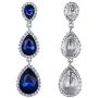 EleQueen Womens Gold-tone Austrian Crystal Teardrop Pear Shape 2.5 Inch Long Earrings Emerald Color
