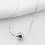 CISHOP Sterling Silver Ball Necklace Simple Polished Dot Pendant Necklace for Women