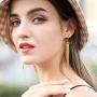 Tassel Dangle Earrings 18k Gold Plated Long Metal Chain Drop Earrings Minimalist Huggie Hoop Fringe Earrings For Women Girls Kids Dainty Hypoallergenic Earrings Christmas Thanksgiving Day Gifts