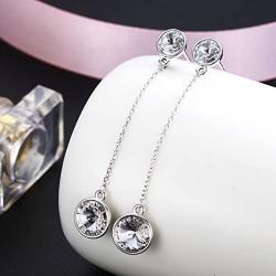 SBLING Platinum-Plated Drop Earrings Made with Swarovski Crystals (4.25 cttw)-Gifts for Women/Girls