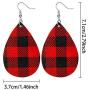 8 Pairs Christmas Plaid Earrings Faux Leather Dangle Earrings Checkered Teardrop Earrings Lightweight Plaid Leather Earrings for Women