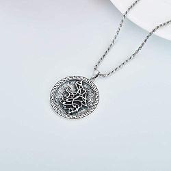 PDTJMTG Wolf Necklace Sterling Silver Viking Jewelry, 20”+2”