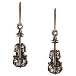 Spinningdaisy Antique Bronze Musical Instrument Dangle Earrings