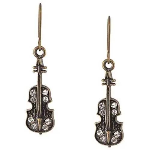 Spinningdaisy Antique Bronze Musical Instrument Dangle Earrings Spinningdaisy Antique Bronze Musical Instrument Dangle Earrings