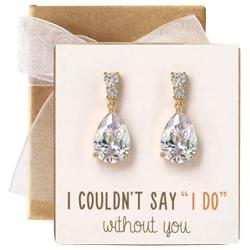 A+O Bridesmaid Earrings Gift, Drop Earrings in Silver, Gold, Rose Gold