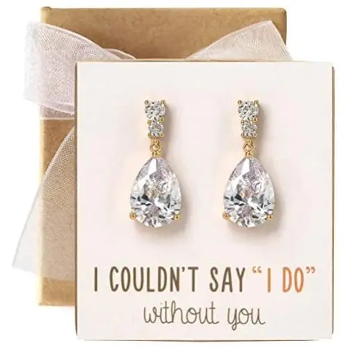 A+O Bridesmaid Earrings Gift, Drop Earrings in Silver, Gold, Rose Gold