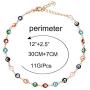 2Pcs Trendy 14k Gold Plated Colorful Difform Cute Circle Evil Eye Beaded Lucky Protection Necklaces Amulet Bracelets Set for Women Girls Popular Jewelry