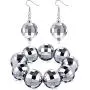Tatuo 3 Pieces Disco Costume Disco Ball Bracelet Disco Ball Earrings 70s Disco Jewelry