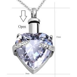 JMQJewelry Heart Birthstone Crystal Cremation Urn Necklace Memorial Ashes Keepsake Women Men Girl Jewelry Pendant