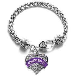 Inspired Silver - Silver Pave Heart Charm Bracelet with Cubic Zirconia Jewelry