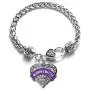 Inspired Silver - Silver Pave Heart Charm Bracelet with Cubic Zirconia Jewelry