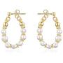 Pearl Hoop Vintage Earring Silver Handmade Culture Barque Dainty Circle Dangle Geometric Hypoallergenic 18K Gold Plated Jewelry for Women