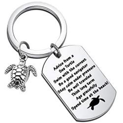 Gzrlyf Sea Turtle Keychain Advice from a Sea Turtle Dog Tag Inspirational Gifts for Sea Turtle Lover Beach Lover