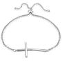 Hoops & Loops Sterling Silver Cross Polished Adjustable Bracelet
