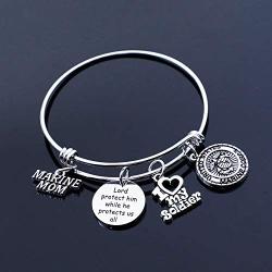 Eigso Military Mom Bracelet Lord Protect Him While He Protect Us All Gift for Army Mom Air Force Mom Navy Mom Soldier Mom Gift