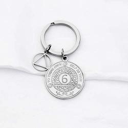 FUSTMW AA AA Yearly Medallions Keychain 1 2 3 4 5 6 Years Sobriety Gifts AA Serenity Prayer Addiction Recovery Gifts