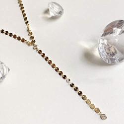 Artmiss Multilayer Gold Sequin Chain Necklace Bar Dapped Long Pendant Necklace Chain Jewelry Chain for Women and Girls