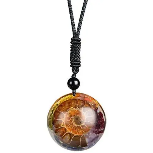 iSTONE 7 Chakra Gemstone Crystal Necklace Energy Healing Crystals Chakra Necklace Resin Ammonite Fossil Spiral Necklace iSTONE 7 Chakra Gemstone Crystal Necklace Energy Healing Crystals Chakra Necklace Resin Ammonite Fossil Spiral Necklace