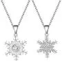 XIAOLI 2Pcs Crystal Zircon Snowflake Stainless Steel Pendant Necklace Set Women Girls Jewelry