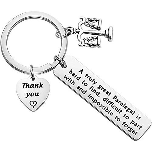 Zuo Bao Scales of Justice Keychain Paralegal Gift Legal Assistant Gift A Truly Great Paralegal is Hard to Find Difficult to Part with Legal Secretary Gift