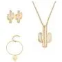 Simple Openwork Cactus Necklace Stud Earrings Jewelry Set Simple Openwork Cactus Necklace Stud Earrings Jewelry Set
