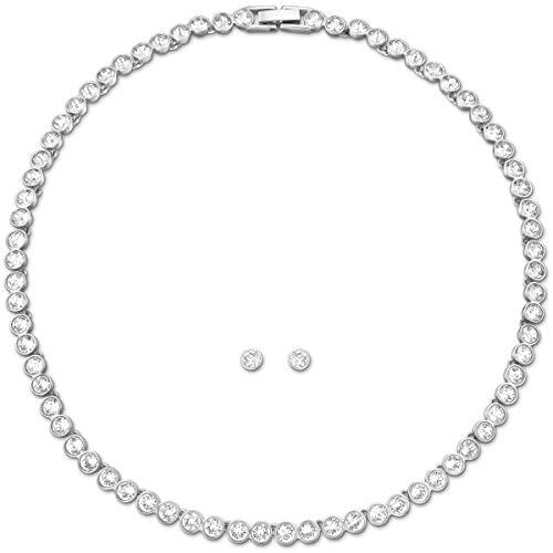 SWAROVSKI Womens Tennis Jewelry Collection, Rhodium Finish, Clear Crystals