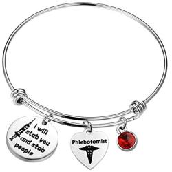 UJIMS Phlebotomist Bracelet with Caduceus Charm Medical Hematologist Gift I Will Stab You and Stab People Phlebotomy Technician Jewelry