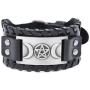 VASSAGO Vintage Pagan Triple Moon Goddess Pentacle Pentagram Metal Amulet Cuff Leather Bracelet