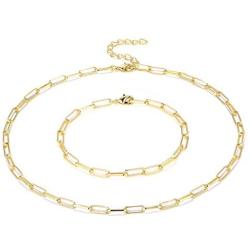 BOUTIQUELOVIN 14K Gold Dainty Paperclip Link Chain Necklace for Women Girls