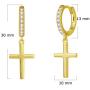 FANCIME Yellow/White Gold Plated 925 Sterling Silver CZ Cubic Zirconia Small Cartilage Huggie Hinged Hoop Earrings Dangle Drop Cross Dainty Fine Jewelry Gifts for Women, 13mm