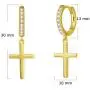 FANCIME Yellow/White Gold Plated 925 Sterling Silver CZ Cubic Zirconia Small Cartilage Huggie Hinged Hoop Earrings Dangle Drop Cross Dainty Fine Jewelry Gifts for Women, 13mm