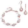 Mariell Rose Gold & Pearl Round CZ Bridal Bracelet & Earrings Set - Wedding Jewelry Sets for Bridesmaids