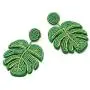 Palm Leaf Earrings Handmade Braided Beaded Dangle Earring Bohemia Tree Seed Bead Drop Earrings Resin Bridal Plant Leaves Statement Earrings for Women Girl Boho Wedding Jewelry
