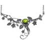 PZ Paz Creations 925 Sterling Silver Floral Swirl Gemstone Statement Necklace