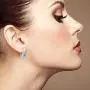 4 Prong Round Birthstone and Created Opal Halo Leverback Earrings For Women or Girls Sterling Silver Dangle Earring 4 Prong Round Birthstone and Created Opal Halo Leverback Earrings For Women or Girls Sterling Silver Dangle Earring
