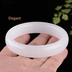 Elegant Classical Jade Bangle Bracelet for Women Girls Natural White Jade Bracelet Handcrafted Jewelry with Gift Box