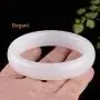 Elegant Classical Jade Bangle Bracelet for Women Girls Natural White Jade Bracelet Handcrafted Jewelry with Gift Box