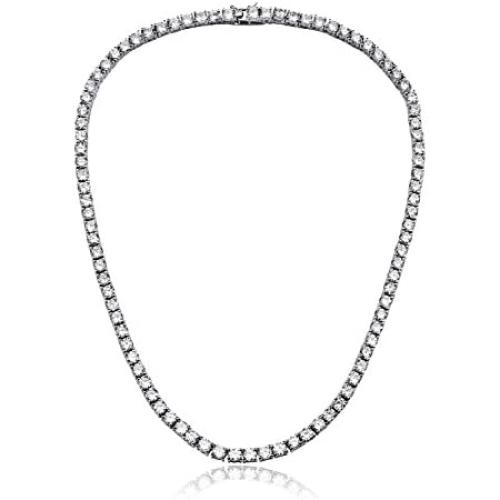 NYC Sterling Women 4MM Round Prong Cubic Zirconia Tennis Necklace